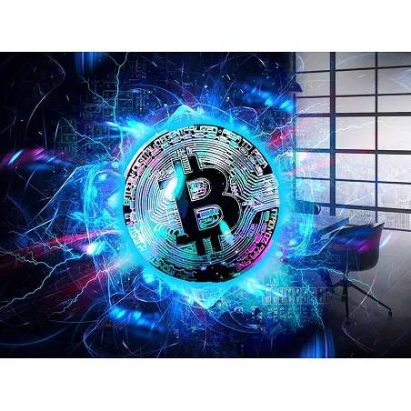 Tableau acrylique Bitcoin électrique