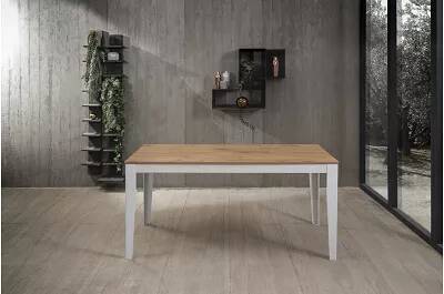 Table à manger extensible aspect chêne et métal blanc L130-290