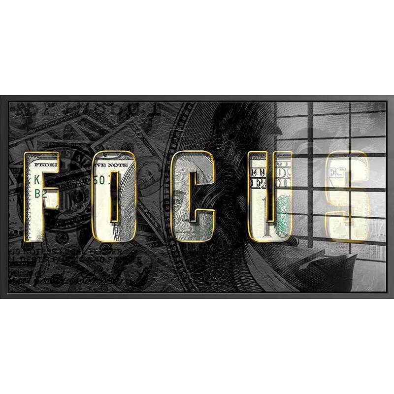 Tableau acrylique Focus Dollars noir