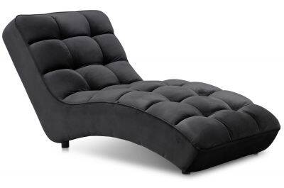 Chaise longue de relaxation en velours matelassé noir