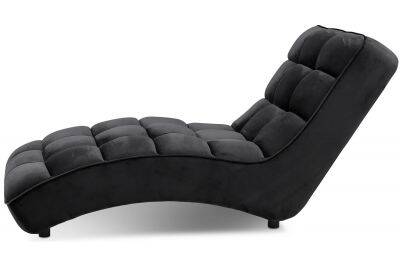 Chaise longue de relaxation en velours matelassé noir