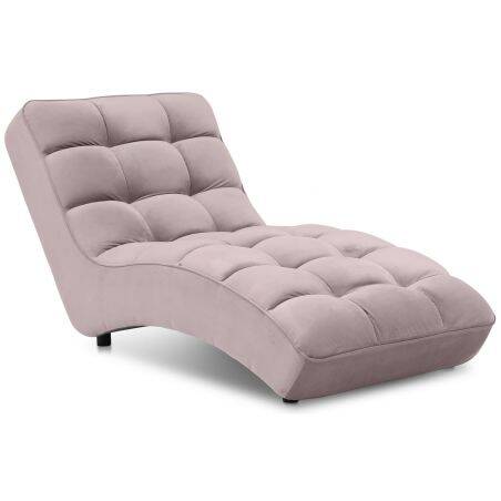 Chaise longue de relaxation en velours matelassé rose