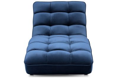 Chaise longue de relaxation en velours matelassé bleu nuit