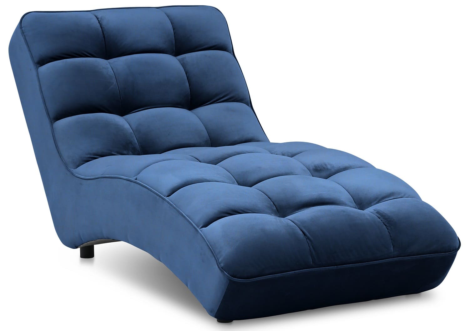 Chaise longue de relaxation en velours matelassé bleu nuit