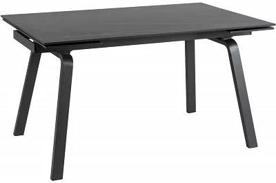 Table à manger extensible aspect marbre noir et métal noir L140-200