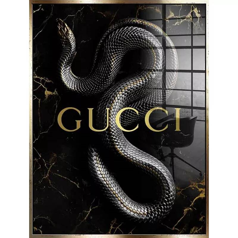 Tableau acrylique Gucci doré antique