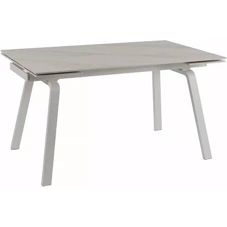 Table à manger extensible aspect marbre blanc et métal blanc L140-200