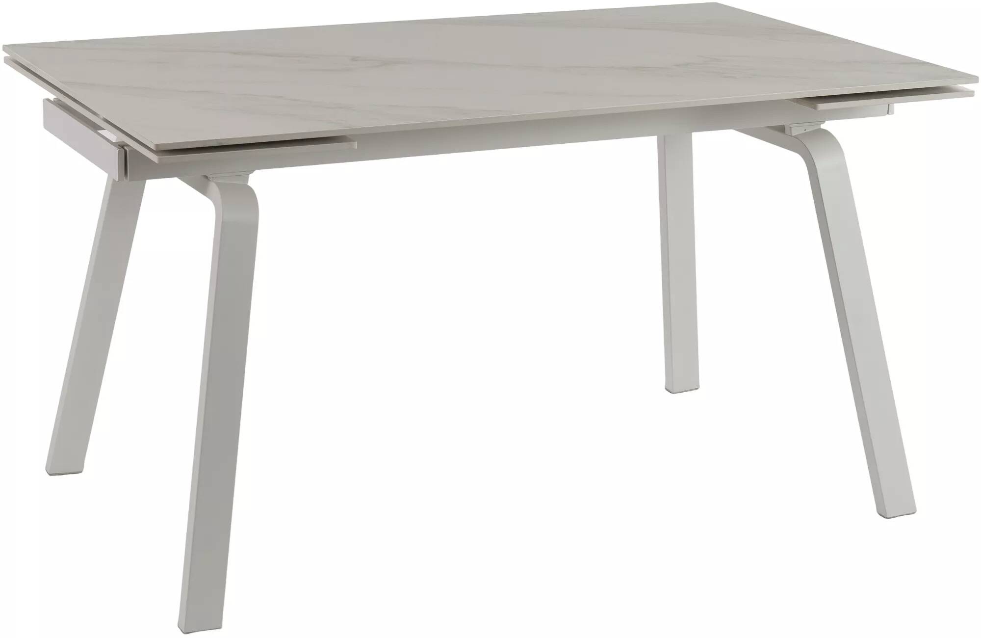 Table à manger extensible aspect marbre blanc et métal blanc L140-200