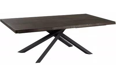 Table à manger extensible en bois massif chêne marron foncé et métal noir L160-240