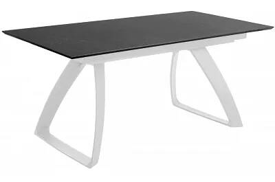 Table à manger extensible aspect marbre noir et aluminium blanc L170-270