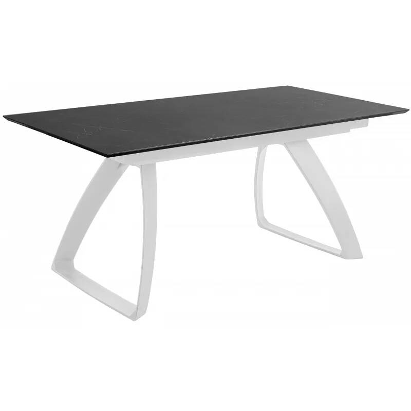 Table à manger extensible aspect marbre noir et aluminium blanc L170-270