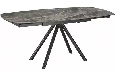 Table à manger extensible aspect marbre gris et métal noir L120-180