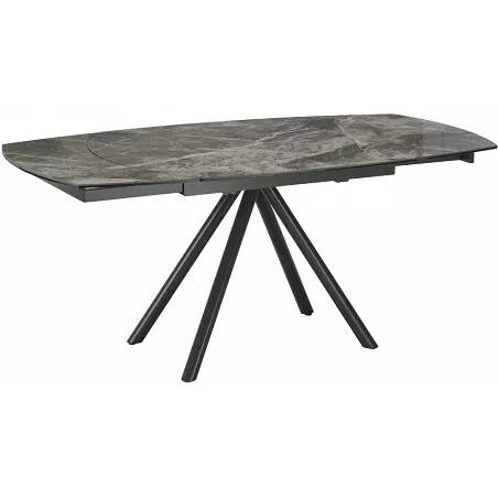 Table à manger extensible aspect marbre gris et métal noir L120-180