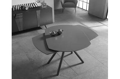 Table à manger extensible aspect graphite gris et métal anthracite L120-180
