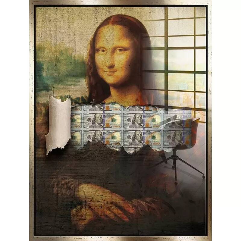 Tableau acrylique Mona-Lisa doré antique