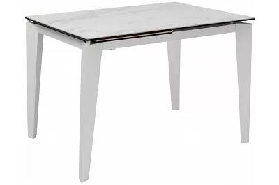 Table à manger extensible aspect marbre blanc et métal blanc L120-170