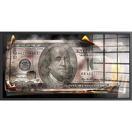 Tableau acrylique Billet Consumé 100$ noir