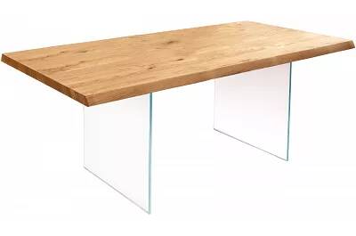 Table à manger extensible en bois massif chêne naturel et verre L160-240