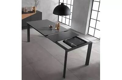 Table à manger extensible aspect graphite gris et métal anthracite L140-220