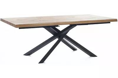 Table à manger extensible en bois massif chêne et métal noir L160-240