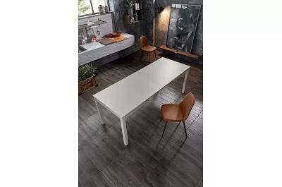 Table à manger extensible en mélaminé et bois de hêtre massif gris clair L130-210