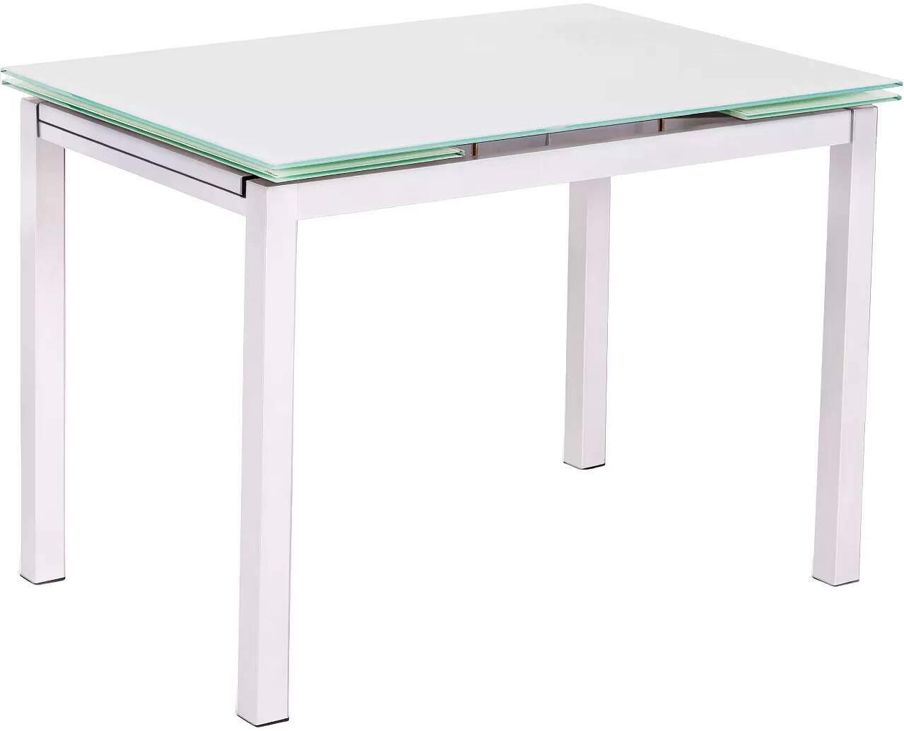 Table à manger extensible en verre et métal blanc L110-170