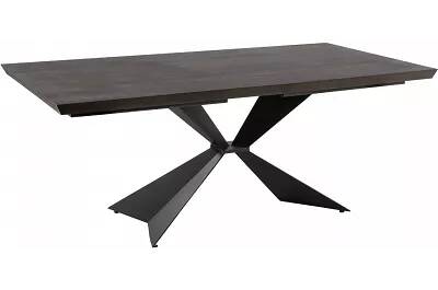Table à manger en bois massif chêne marron foncé et métal noir 200X100