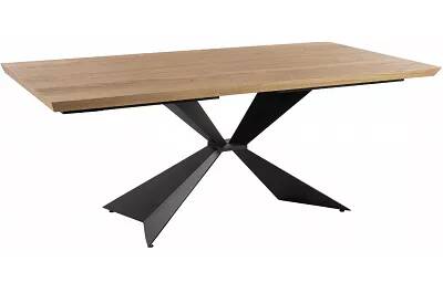 12976 - 149012 - Table à manger en bois massif chêne naturel et métal noir 200X100