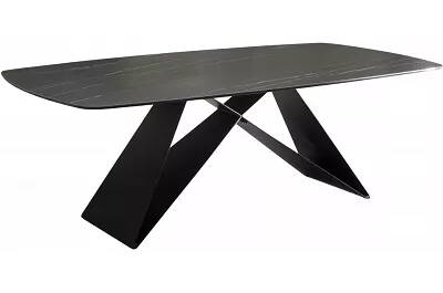 Table à manger aspect marbre noir et métal anthracite 220X110