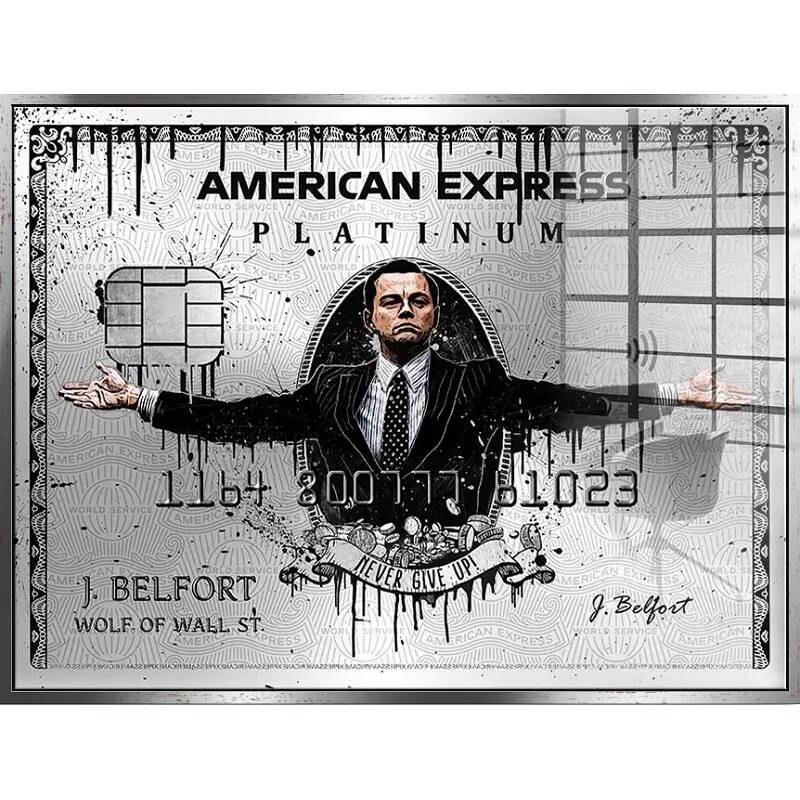 Tableau acrylique American Express Platinum argent antique