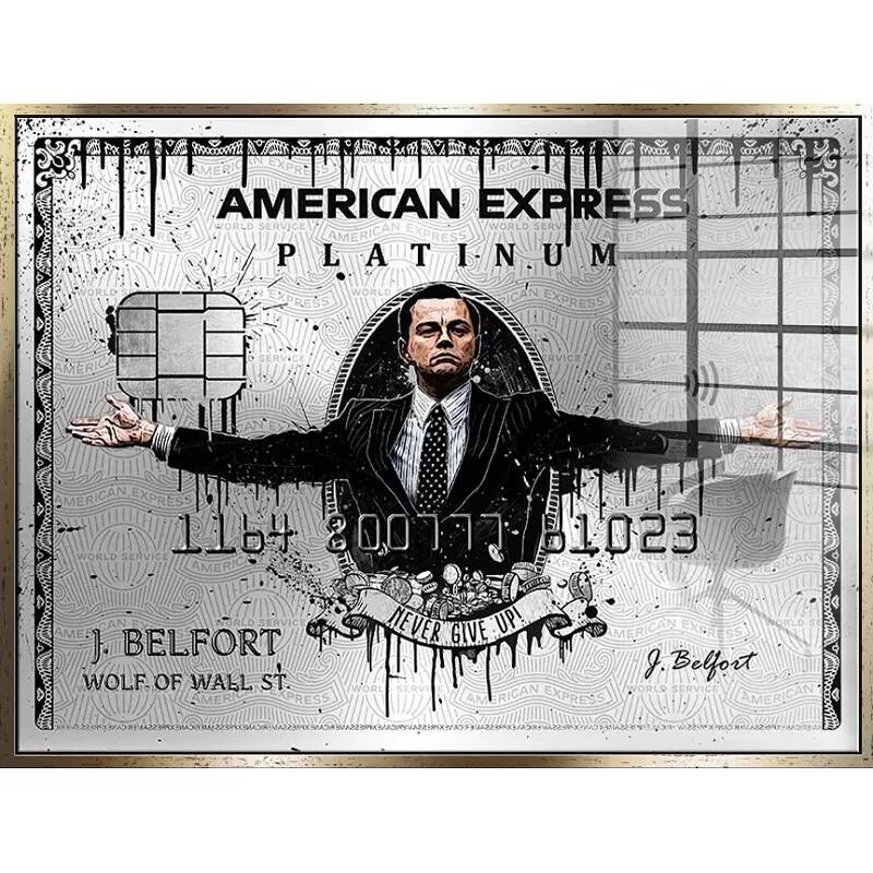 Tableau acrylique American Express Platinum doré antique