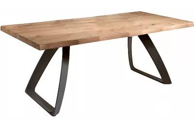 Table à manger en bois massif chêne naturel et métal noir 160X90
