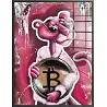 Tableau acrylique Panthère Rose Bitcoin noir