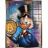 Tableau acrylique Donald Duck Bitcoin doré antique