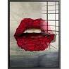 Tableau acrylique Lips Roses Rouges noir