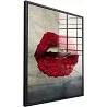 Tableau acrylique Lips Roses Rouges noir