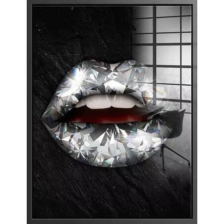 Tableau acrylique Lips Diamant noir