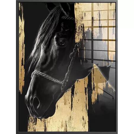 Tableau acrylique Cheval noir