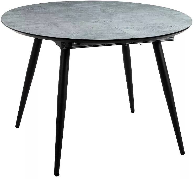 Table à manger extensible aspect pierre gris et métal anthracite L110-150