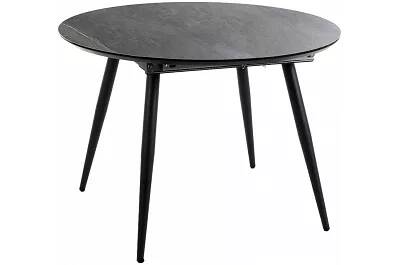 Table à manger extensible aspect marbre gris et métal noir L110-150