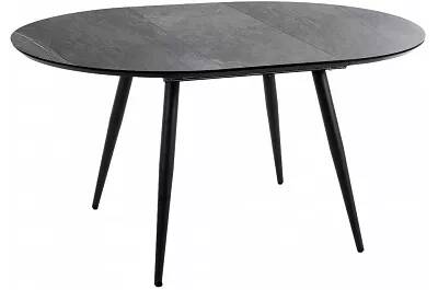 Table à manger extensible aspect marbre gris et métal noir L110-150