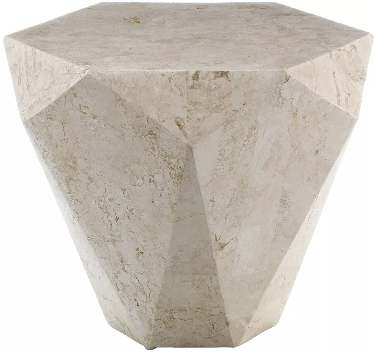 Table d'appoint en pierre fossile beige