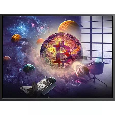 Tableau acrylique Bitcoin Galaxie noir