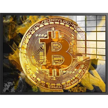 Tableau acrylique Bitcoin Peinture noir