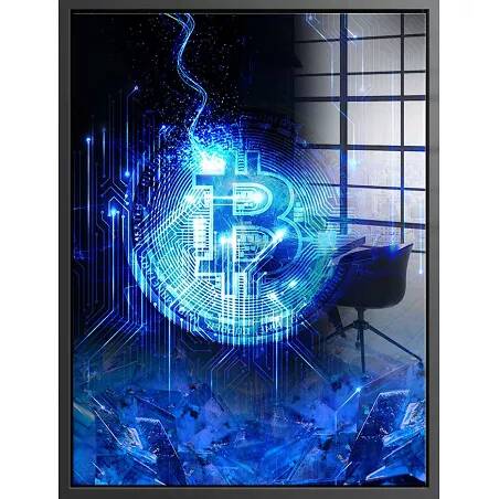 Tableau acrylique Bitcoin Numérique noir