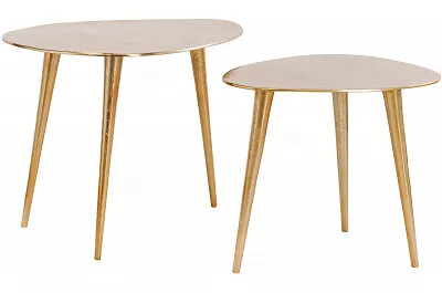 Set de 2 tables basses design en aluminium doré