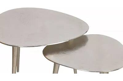 Set de 2 tables basses design en aluminium argenté