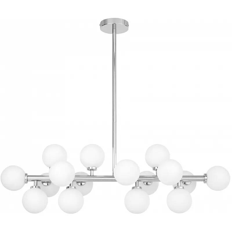 Lampe suspension LED en verre blanc et métal chromé L90