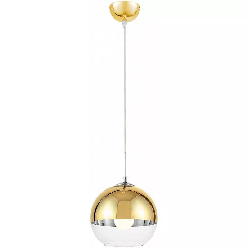 Lampe suspension en verre et métal doré Ø20