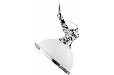 Lampe suspension en verre et métal blanc et chromé